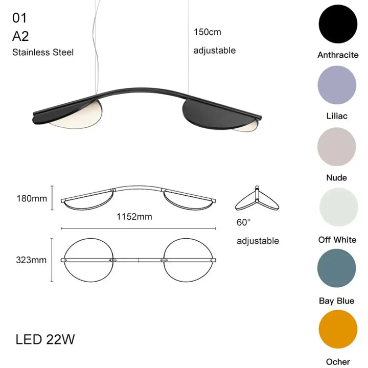 Suspension led design sculptural minimaliste moderne