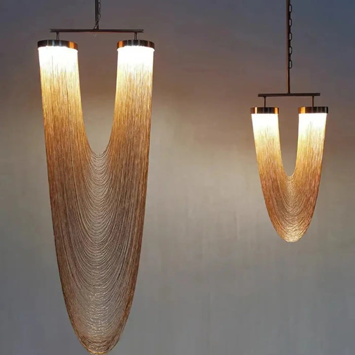 Suspension led design sculptural en u finition métallique