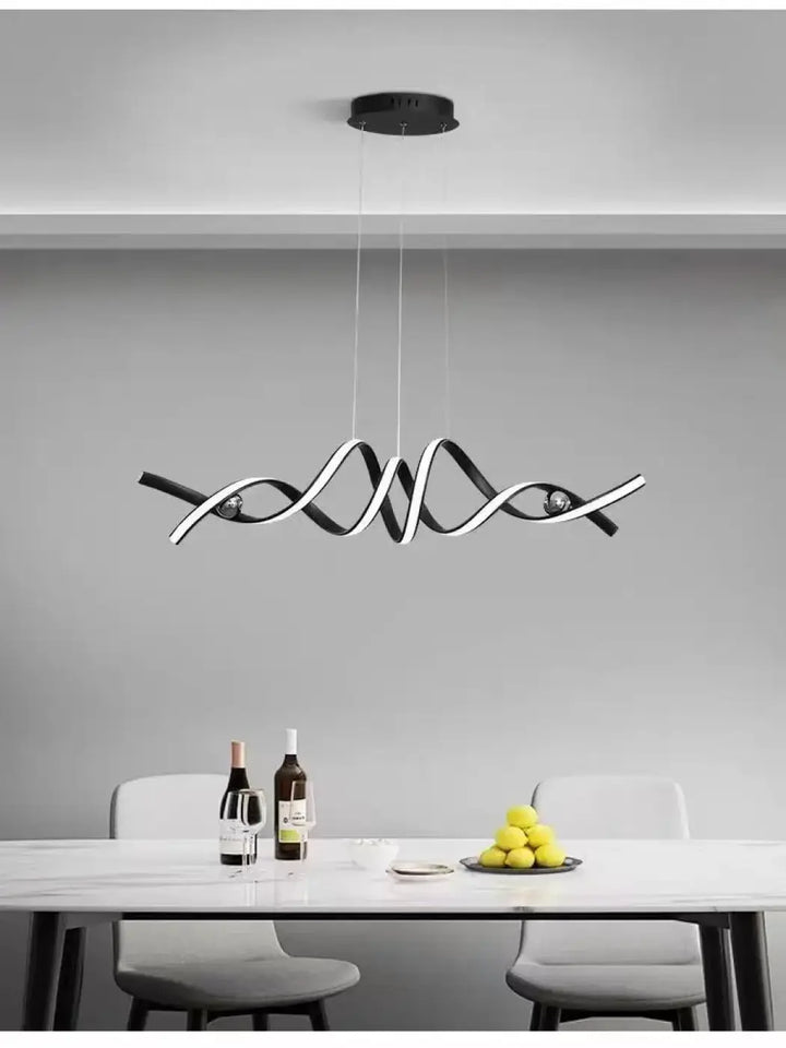 Suspension LED Dorée Design Sculptural Spirale Moderne et Élégante