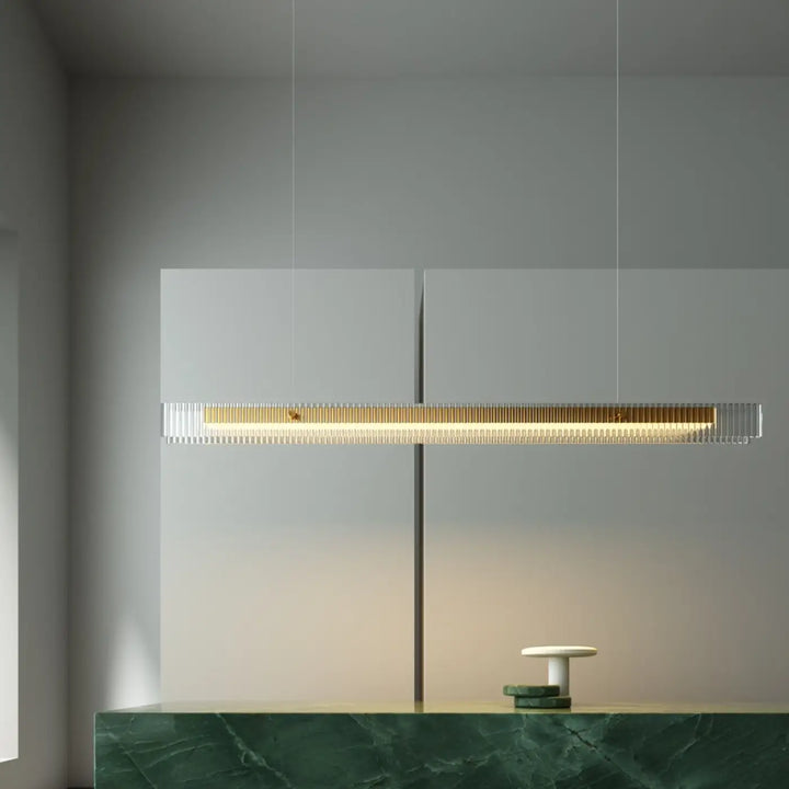 Suspension led linéaire élégante en verre acrylique doré zen