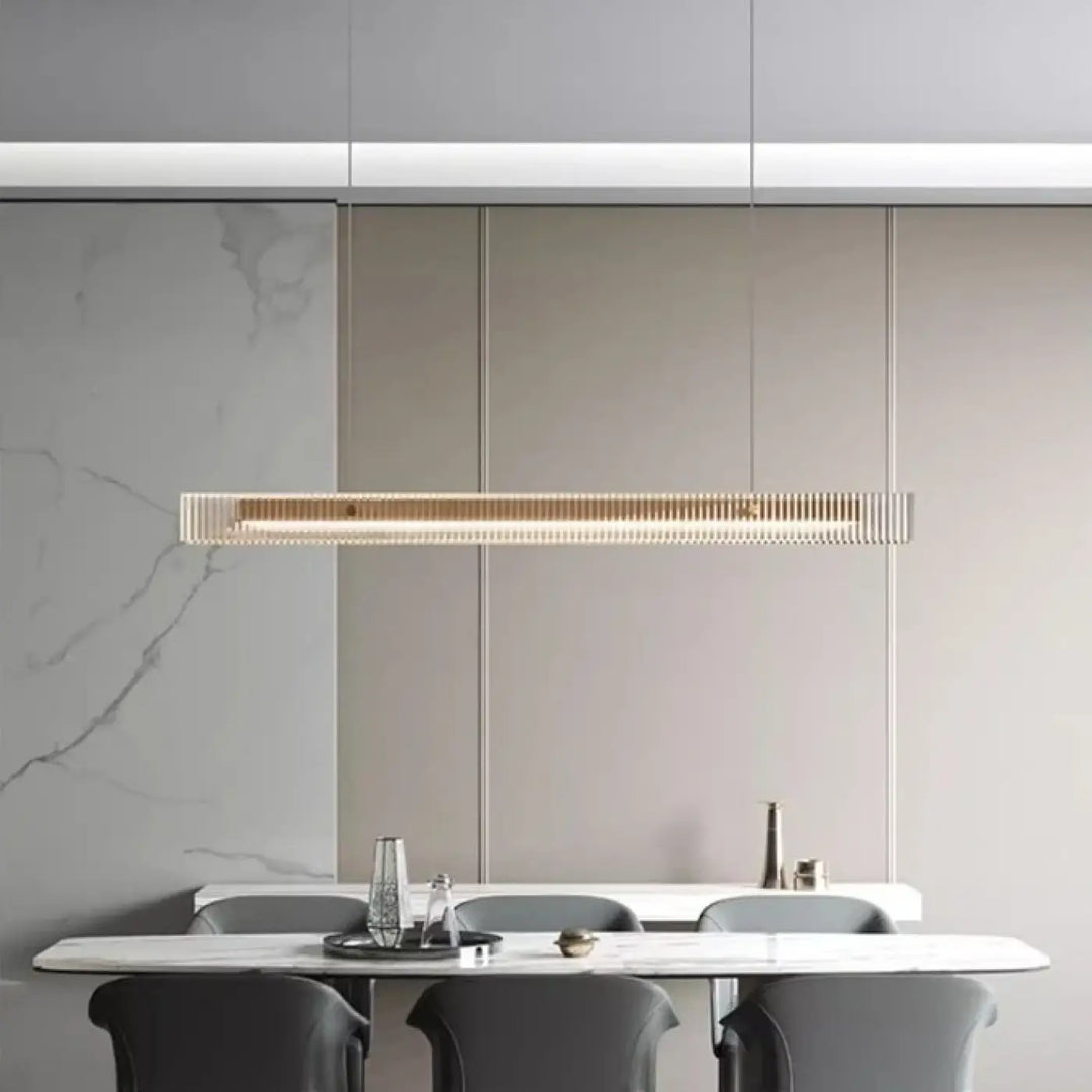 Suspension led linéaire élégante en verre acrylique doré zen