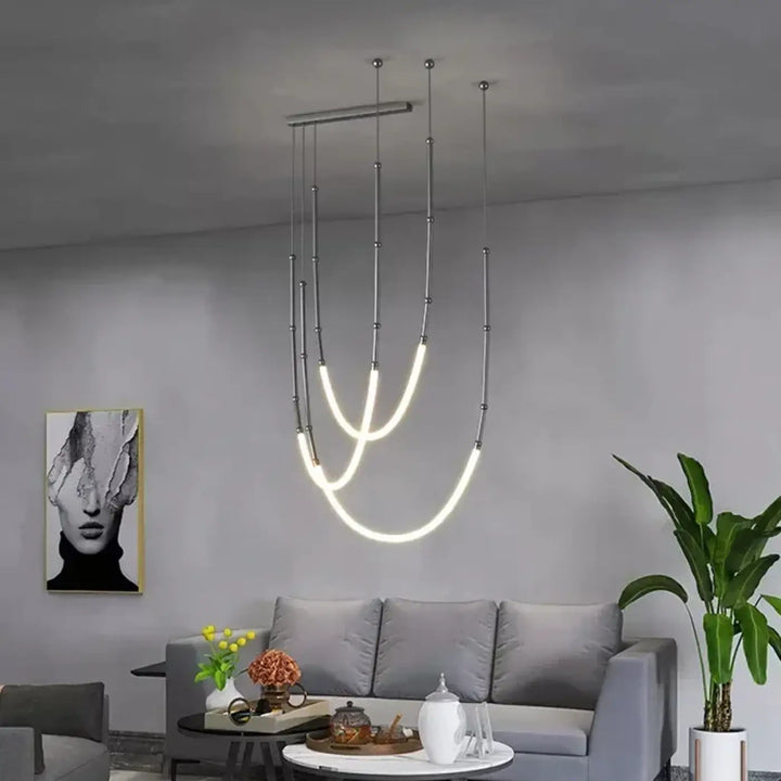 Suspension LED Moderne Dorée En U Pour Salle À Manger Stylé