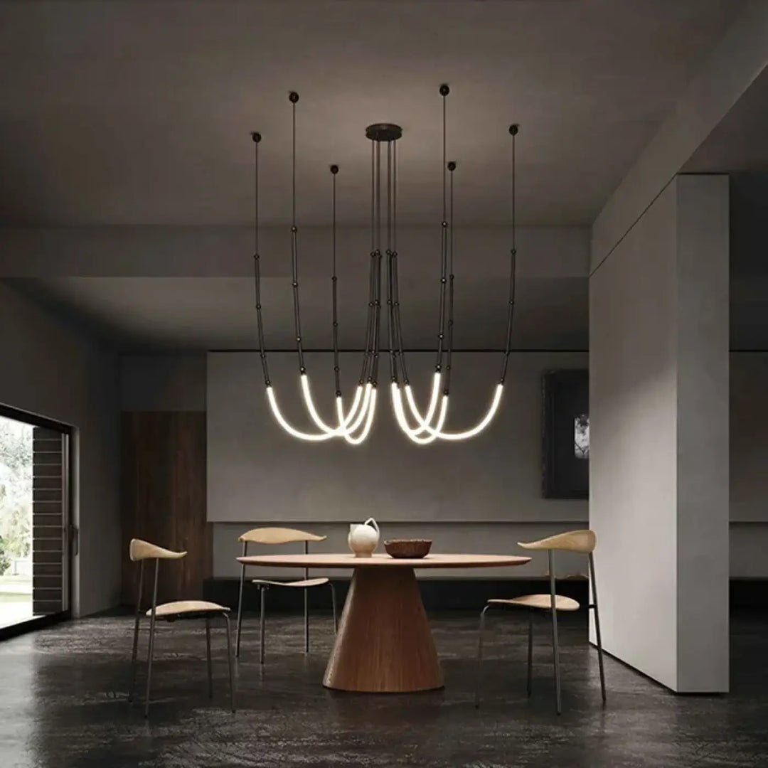 Suspension LED Moderne Dorée En U Pour Salle À Manger Stylé