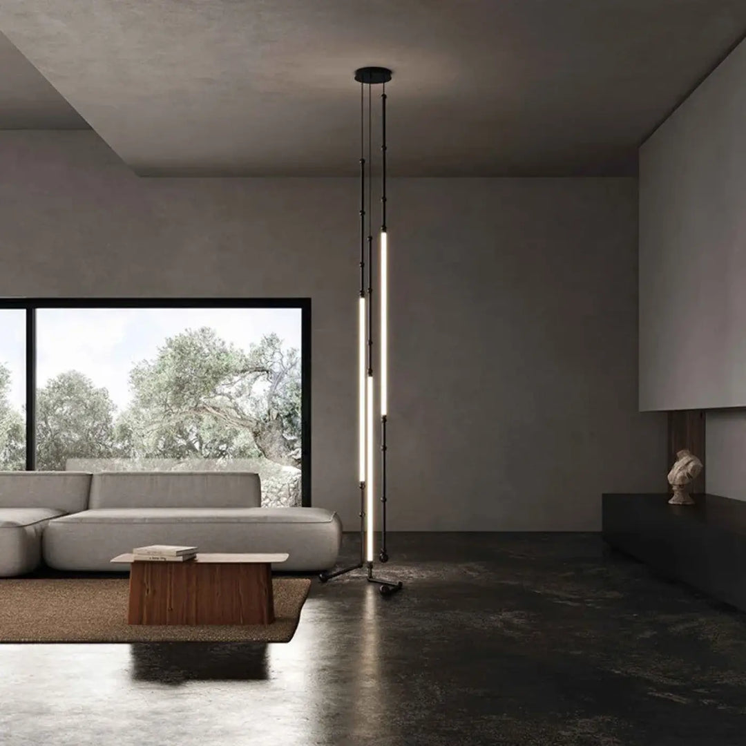 Suspension led moderne minimaliste à câbles lumineux noir