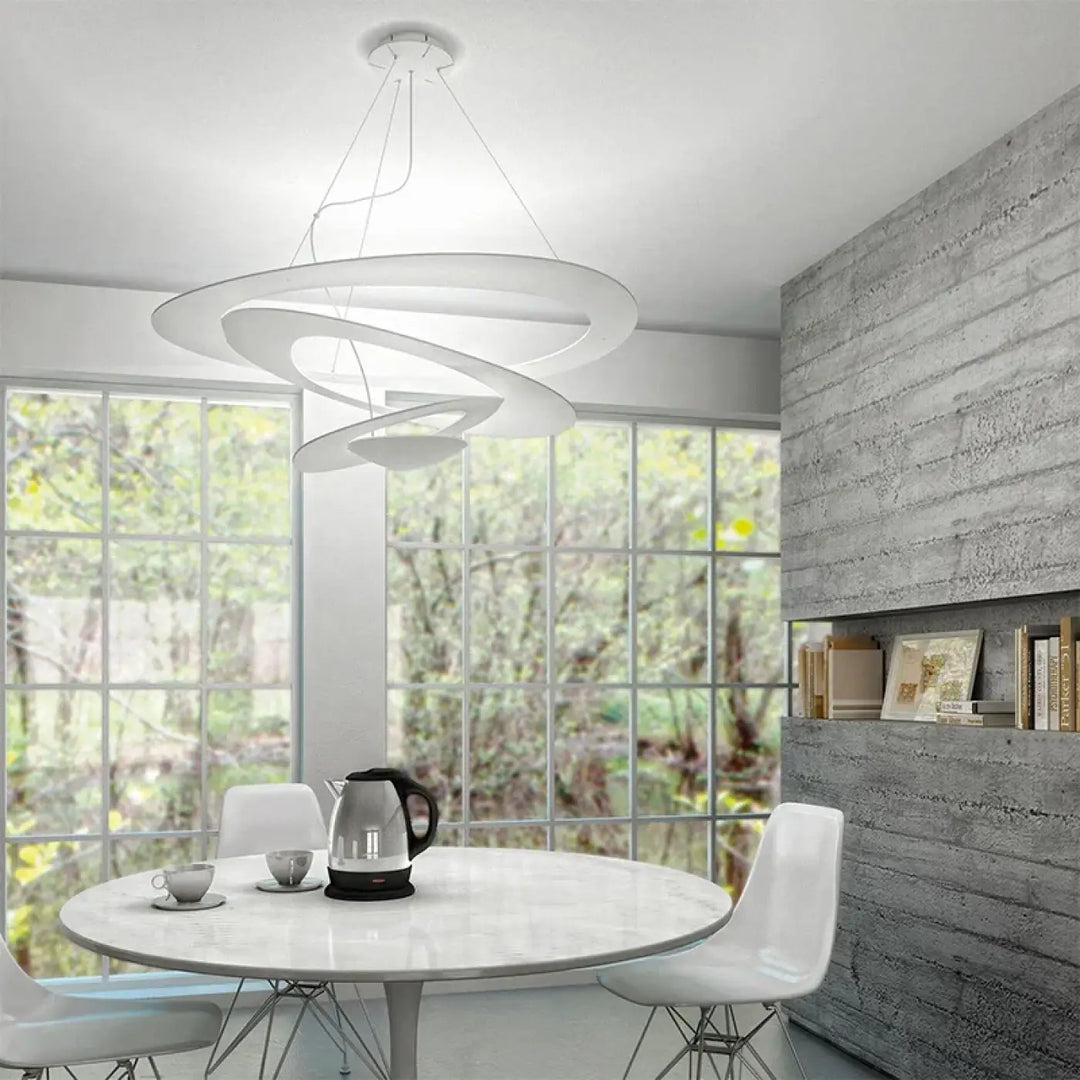 Suspension LED Moderne Spirale Design Sculptural Blanc Mat

