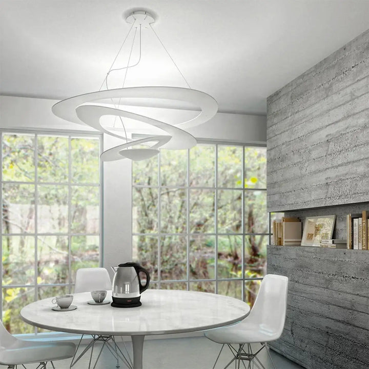 Suspension LED Moderne Spirale Design Sculptural Blanc Mat

