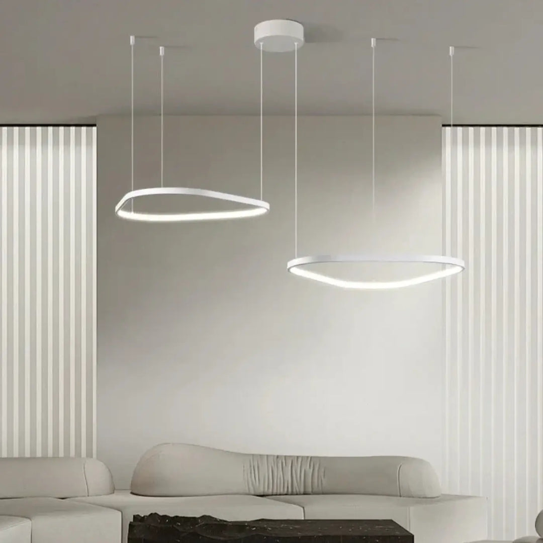 Suspension led noire design ovale moderne réglable blanc noir