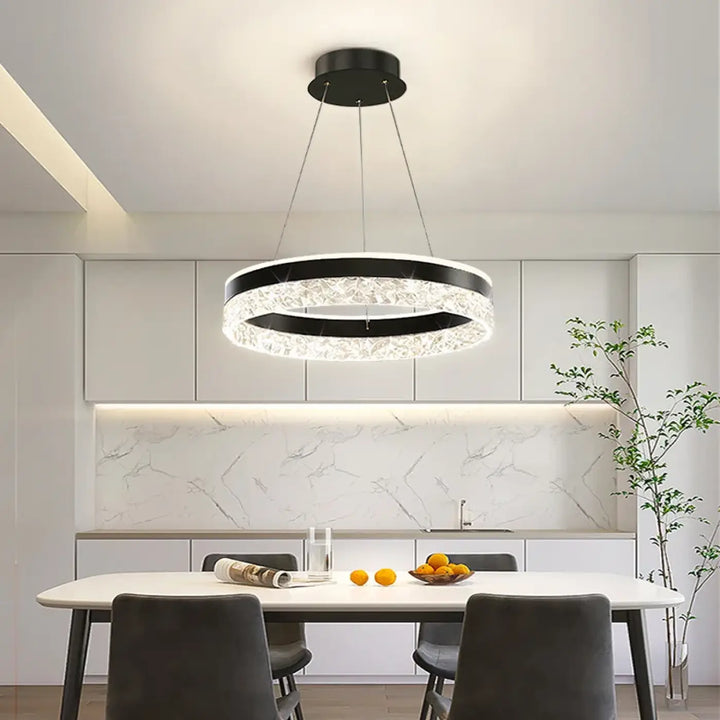 Suspension LED Ronde Cristal Moderne Pour Chambre Ou Salon

