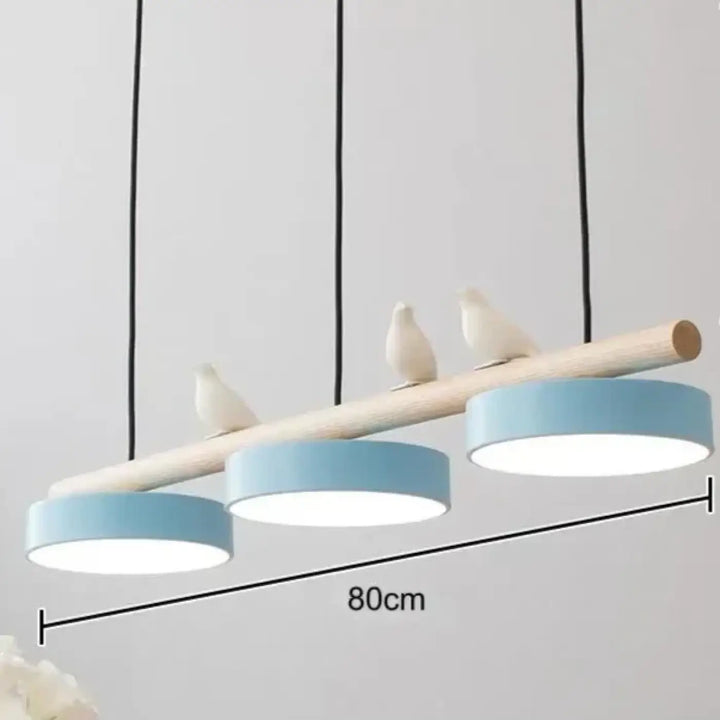 Suspension Linéaire Bois Et Métal À 3 Disques Led Modernes
