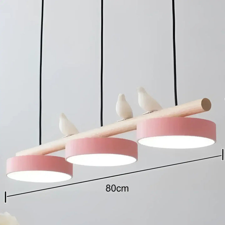 Suspension Linéaire Bois Et Métal À 3 Disques Led Modernes