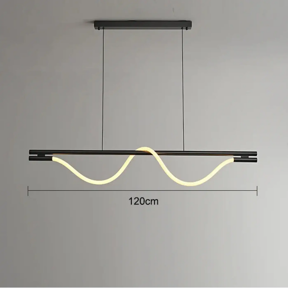 Suspension led design moderne ondulée noire style élégant