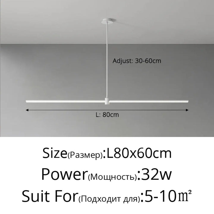 Suspension linéaire style minimaliste noir blanc chic