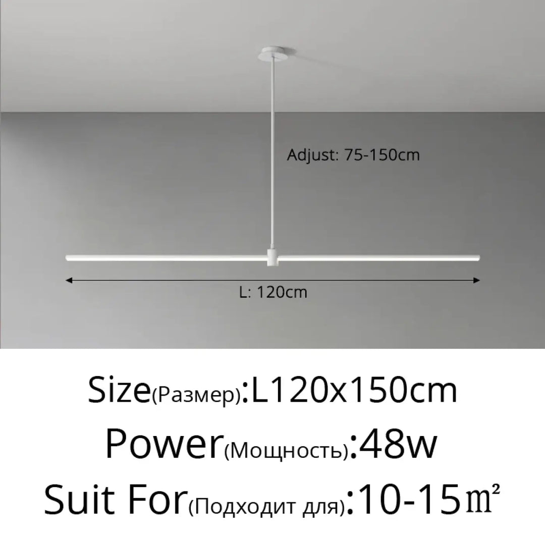 Suspension linéaire style minimaliste noir blanc chic