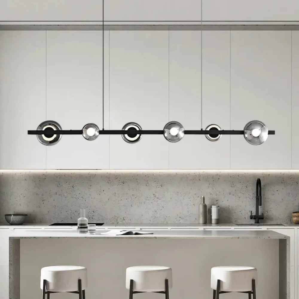 Suspension Linéaire Moderne Noir et Or Éclairage Contemporain