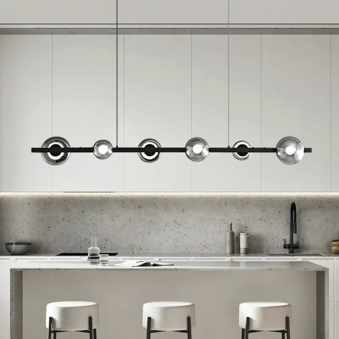 Suspension Linéaire Moderne Noir et Or Éclairage Contemporain