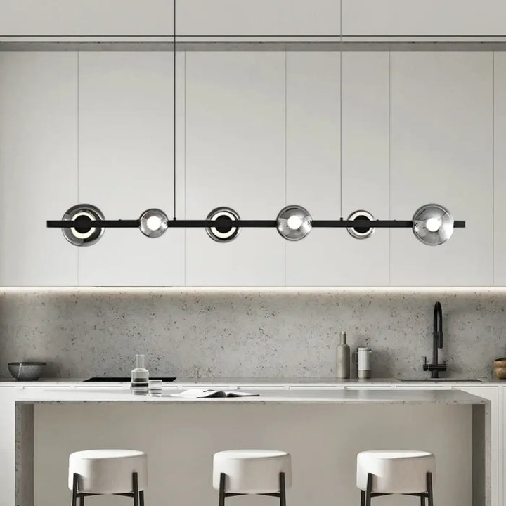 Suspension Linéaire Moderne Noir et Or Éclairage Contemporain