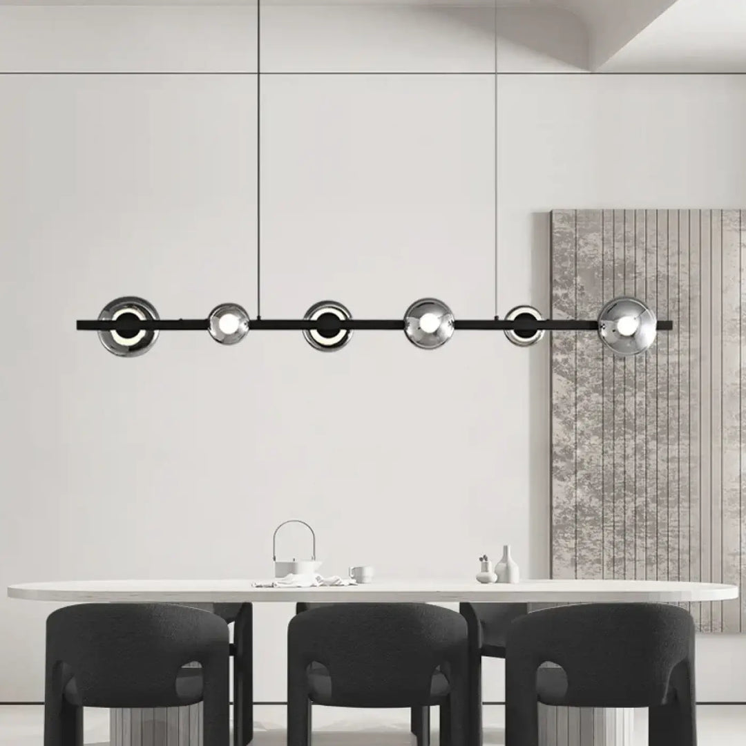 Suspension Linéaire Moderne Noir et Or Éclairage Contemporain