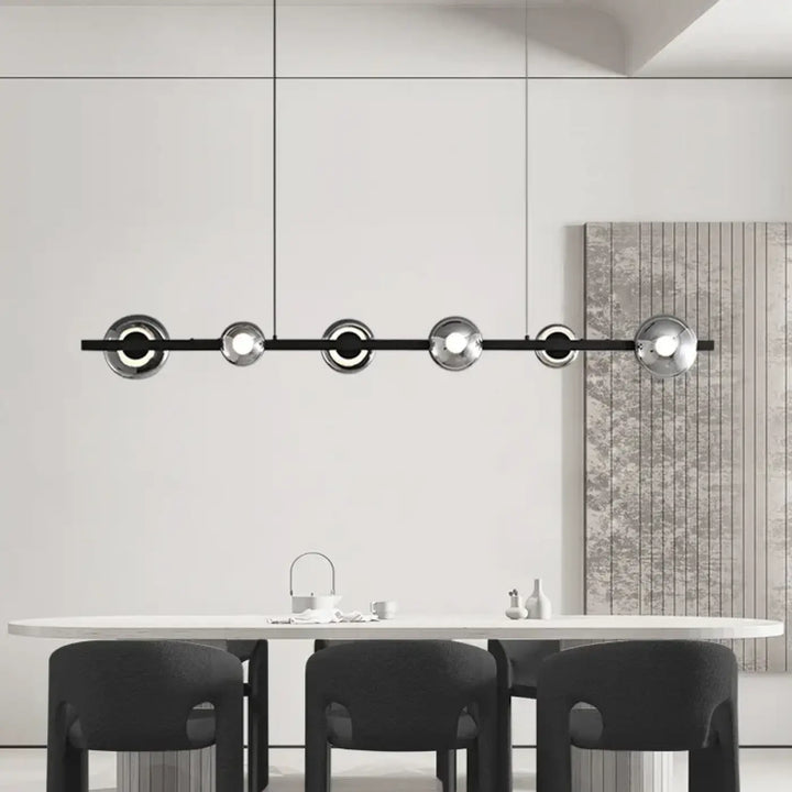 Suspension Linéaire Moderne Noir et Or Éclairage Contemporain
