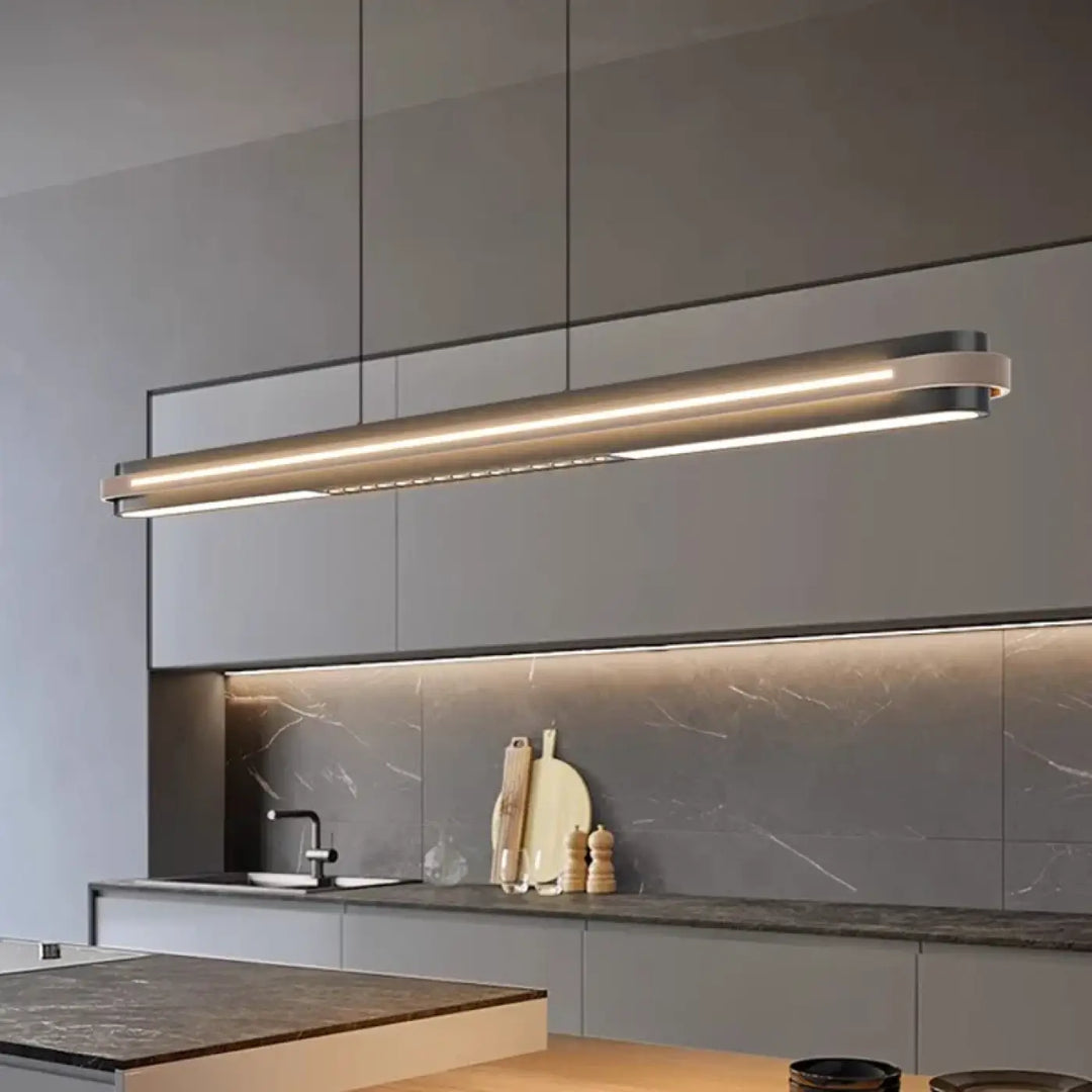 Suspension linéaire noire moderne pour salle à manger