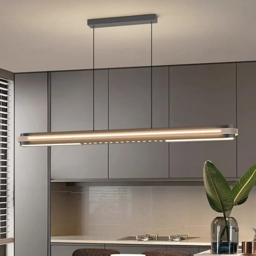Suspension linéaire noire moderne pour salle à manger