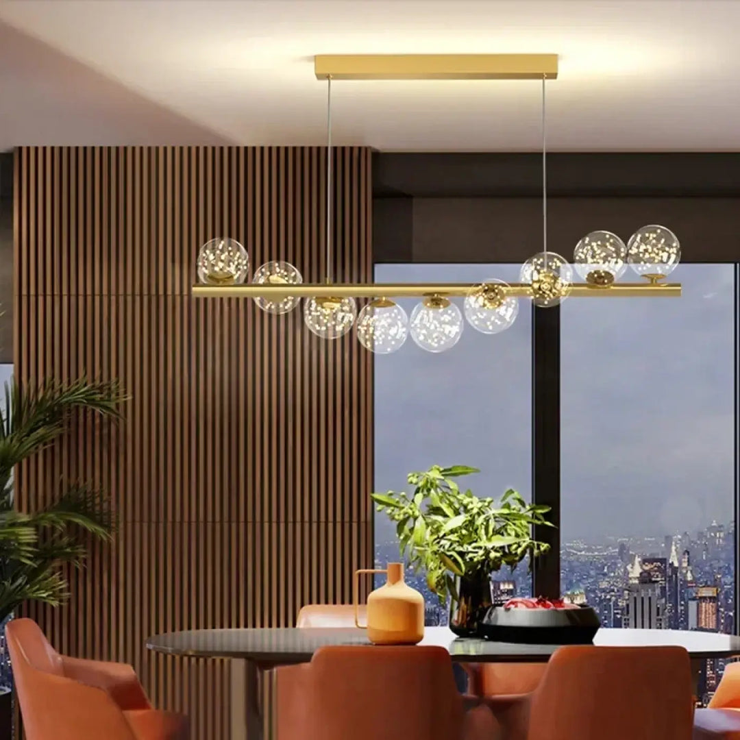 Suspension luminaire avec 9 boules LED pour salle à manger

