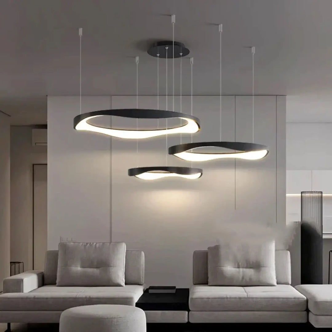 Suspension luminaire anneaux led style contemporain élégant