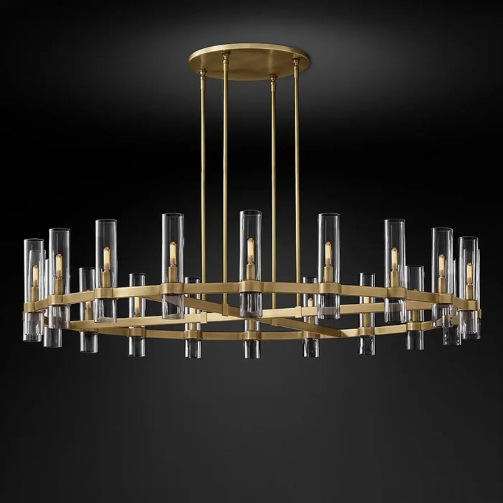 Suspension luminaire architecturale en verre cylindrique effet raffiné