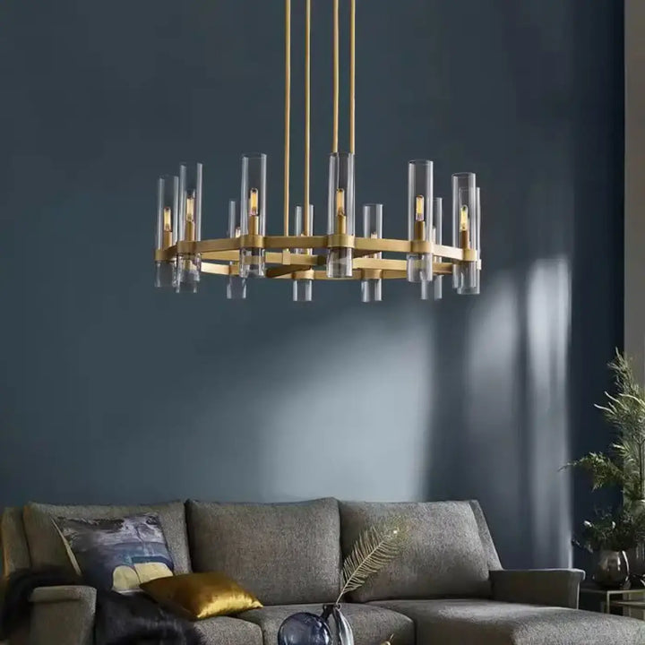 Suspension luminaire architecturale en verre cylindrique effet raffiné