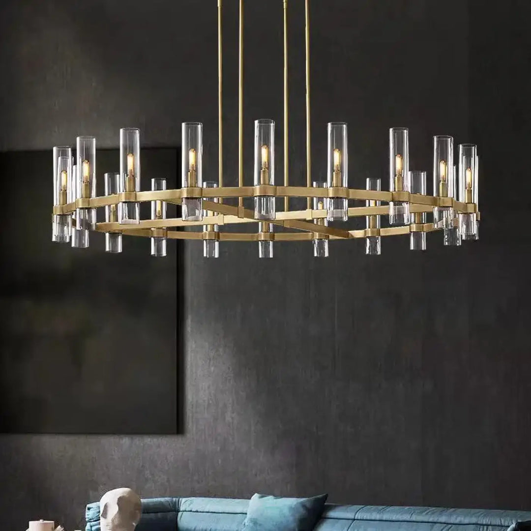 Suspension luminaire architecturale en verre cylindrique effet raffiné