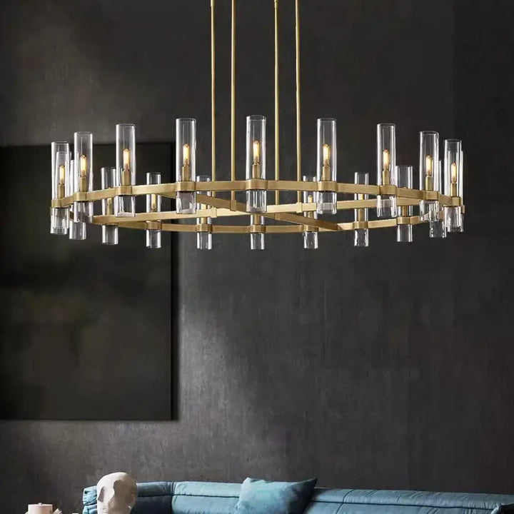 Suspension luminaire architecturale en verre cylindrique effet raffiné