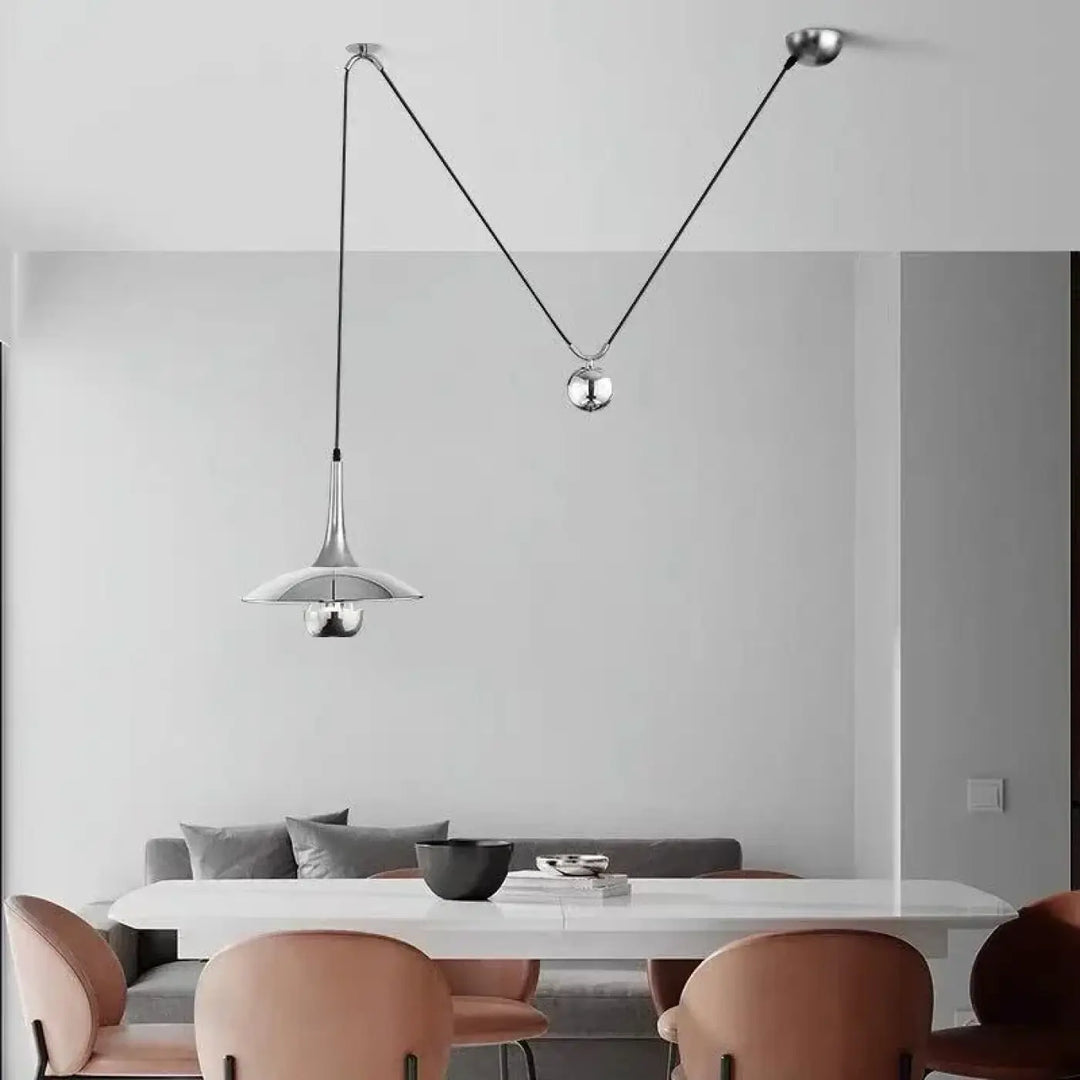 Suspension Luminaire Argent Avec Installation Originale Métallique