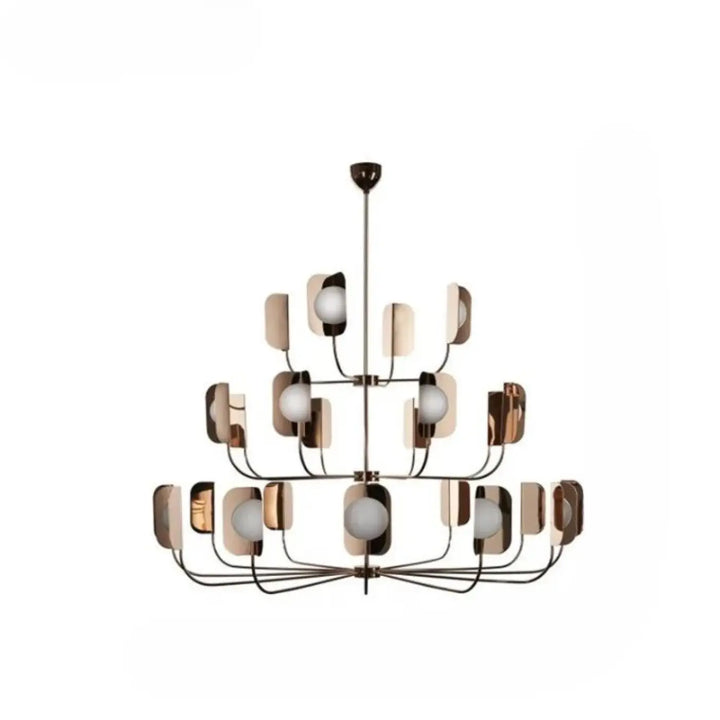Suspension luminaire copra avec métal doré rose et globes opalins en verre givré pour un éclairage moderne