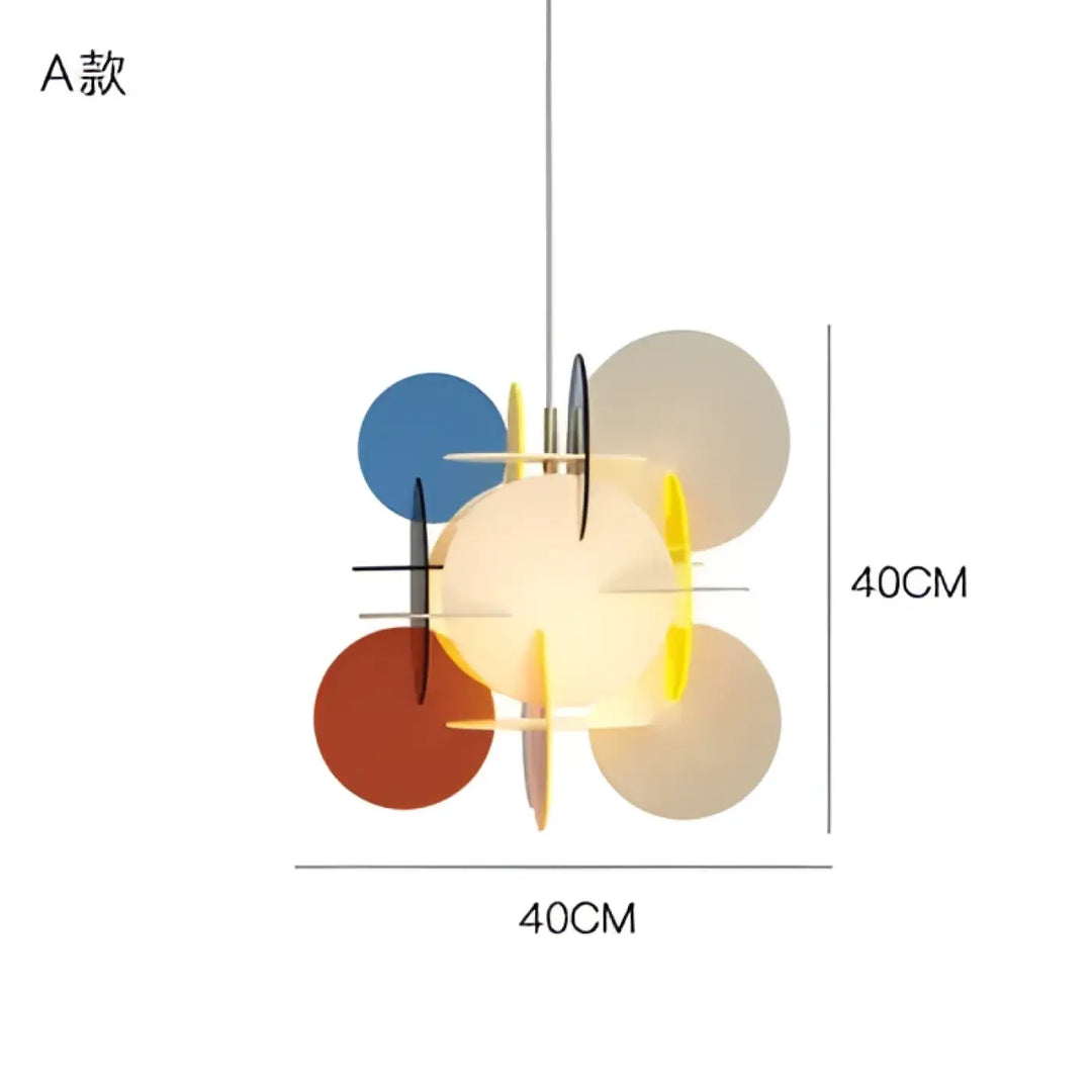 Suspension luminaire artistique en cercle coloré