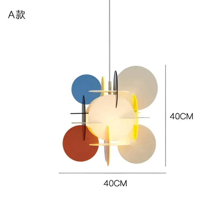 Suspension luminaire artistique en cercle coloré