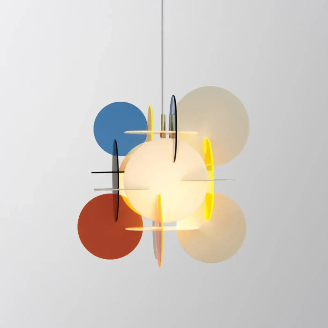 Suspension luminaire artistique en cercle coloré