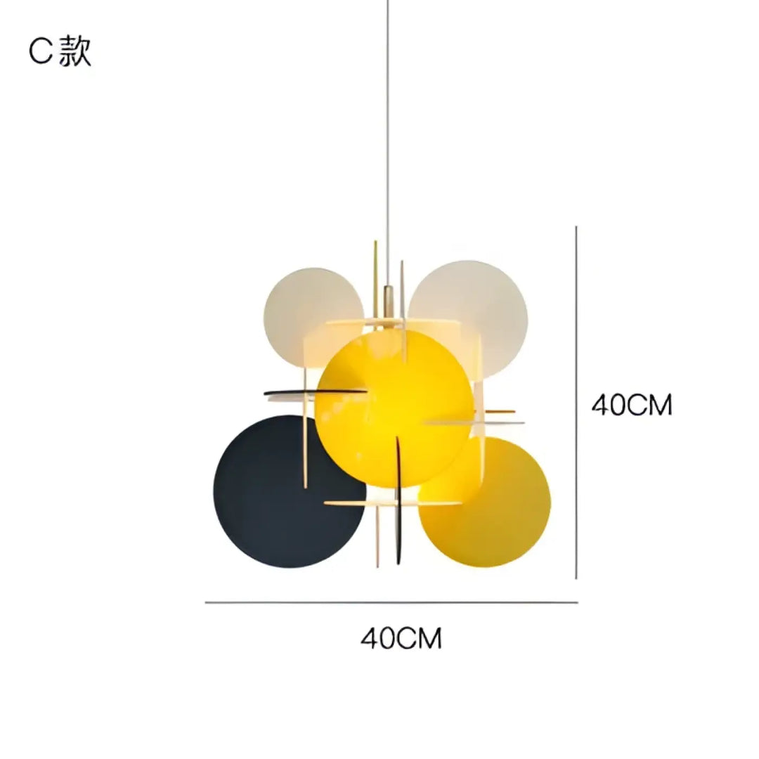 Suspension luminaire artistique en cercle coloré
