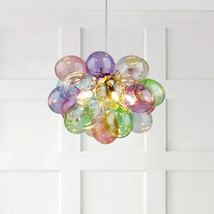 Suspension luminaire artistique en verre style multicolore