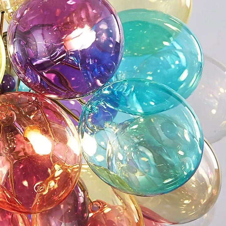 Suspension luminaire artistique en verre style multicolore