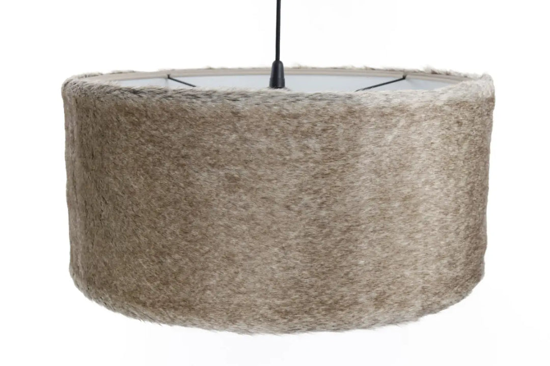 Suspension luminaire beige cylindrique avec surface texturée pelucheuse modèle bear light pour éclairage intérieur