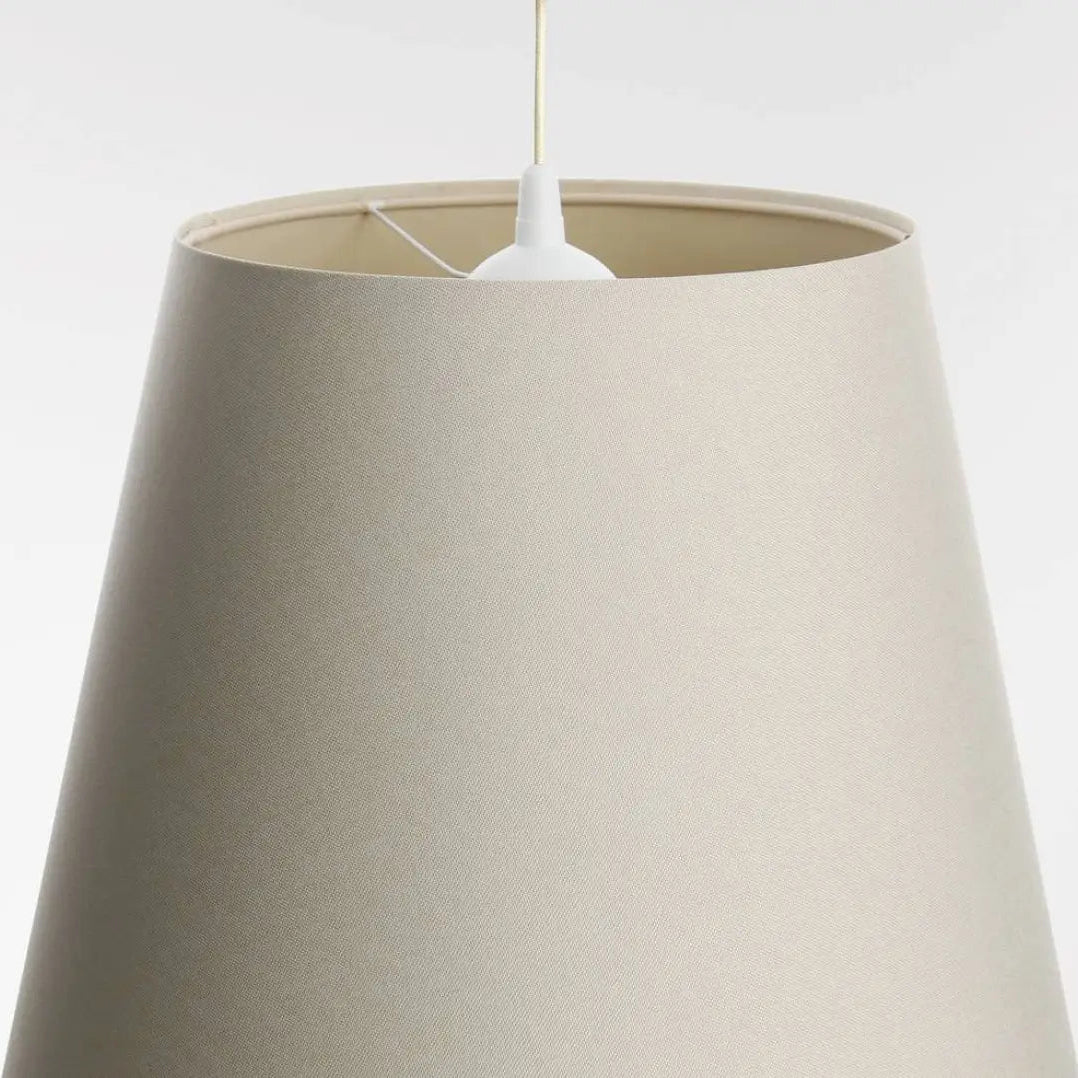 Suspension luminaire doblo beige en tissu avec fixation blanche pour un éclairage élégant et moderne