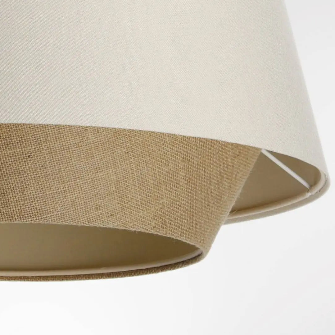 Suspension luminaire beige doblo avec abat-jour en toile de jute naturelle beige à design tapered doux