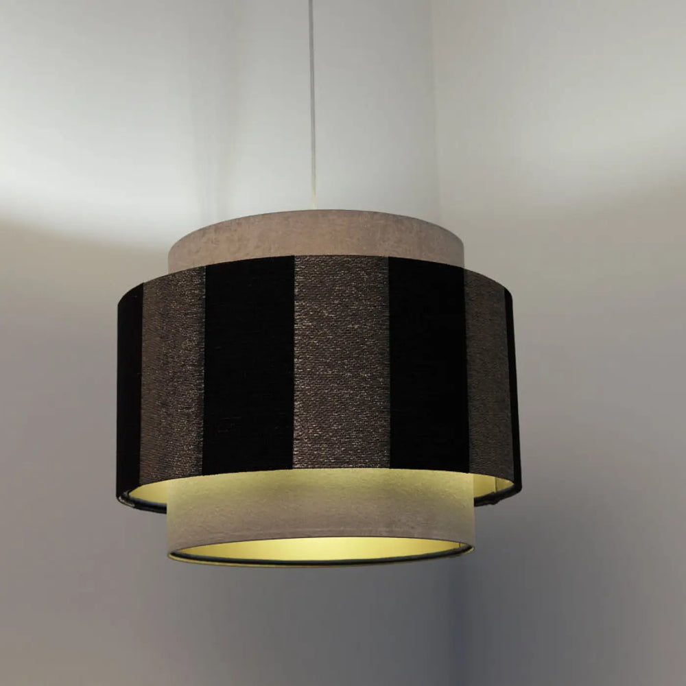 Suspension luminaire doblo en noir et gris texturé avec intérieur beige pour un éclairage élégant et moderne