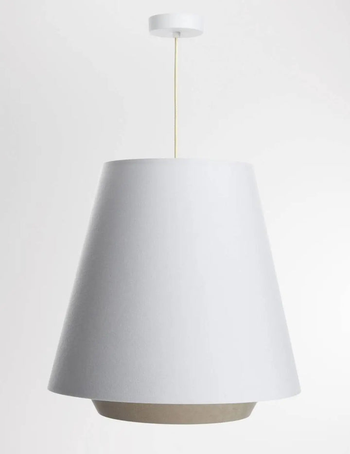 Suspension luminaire doblo blanche conique avec finition mate et base beige subtile pour éclairage intérieur