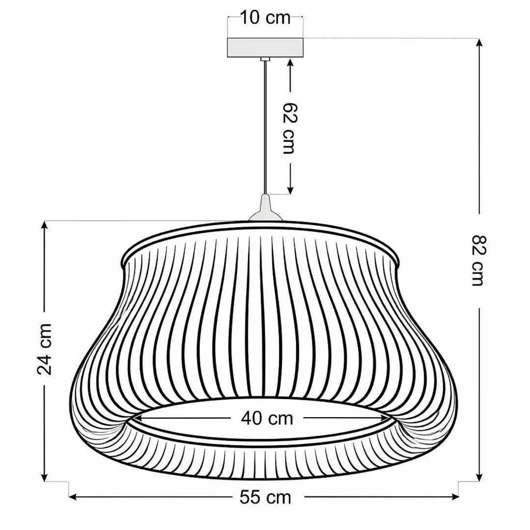 Suspension luminaire oblo blanc avec abat-jour en verre cannelé et suspension métallique moderne light