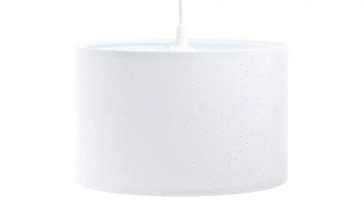 Suspension luminaire blanche classique jasmin avec abat-jour cylindrique blanc à texture subtilement ponctuée