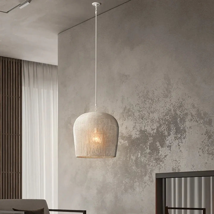 Suspension luminaire blanche en fil tissé au style moderne