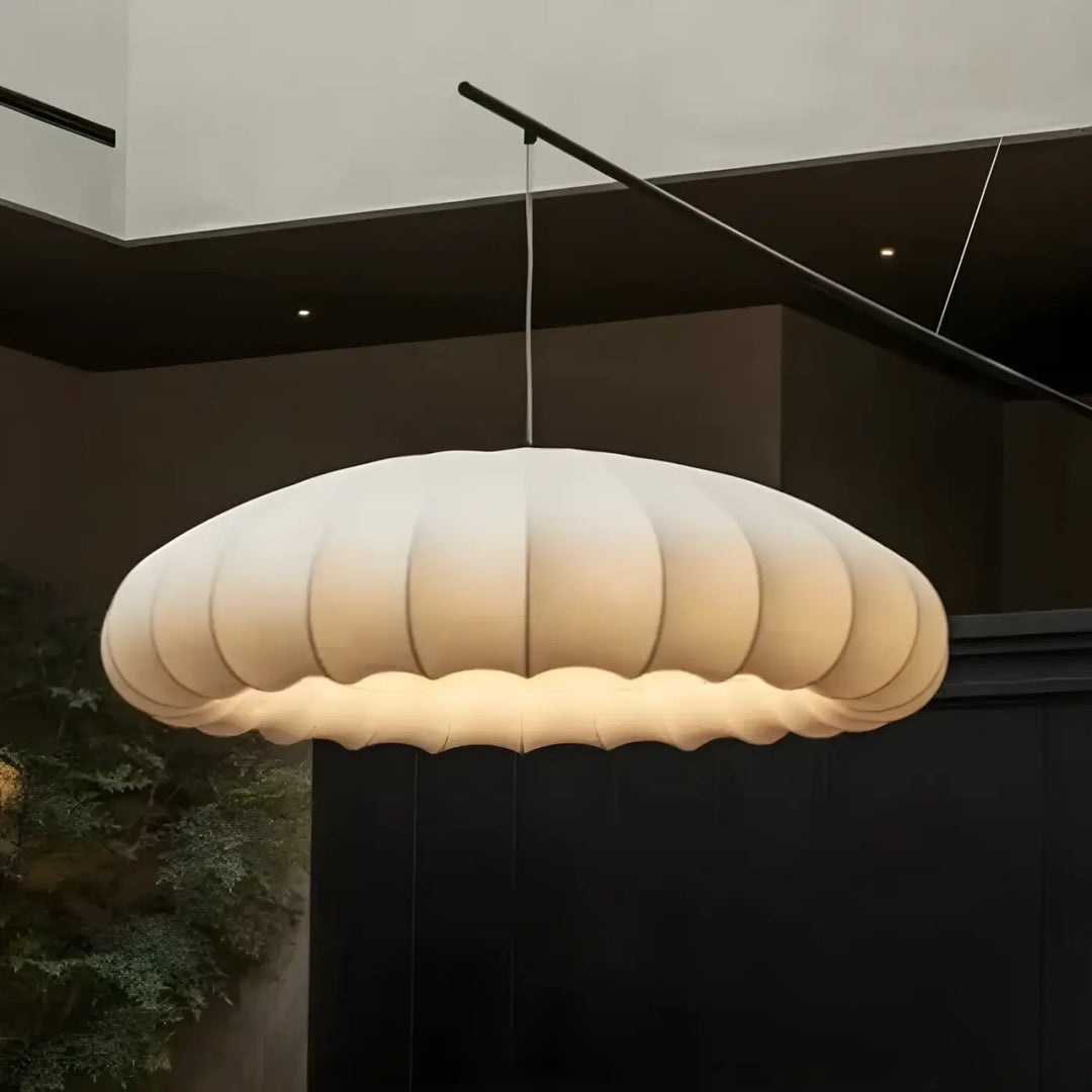 Suspension luminaire blanche en forme de citrouille design