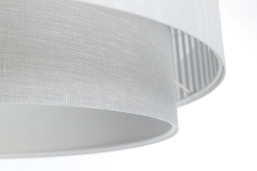 Suspension luminaire blanche duo lami line en lin blanc avec texture et intérieur côtelé subtil