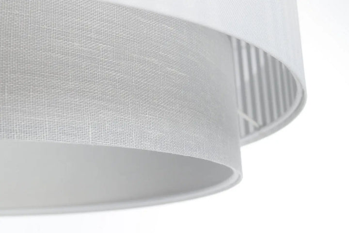Suspension luminaire blanche duo lami line en lin blanc avec texture et intérieur côtelé subtil