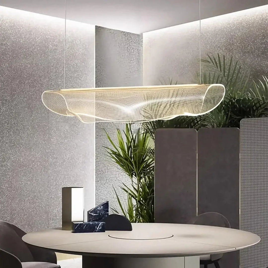 Suspension luminaire blanche LED avec un support noir ajustable

